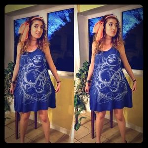 Big Happy Buddha Blue 100% Cotton Tank Dress